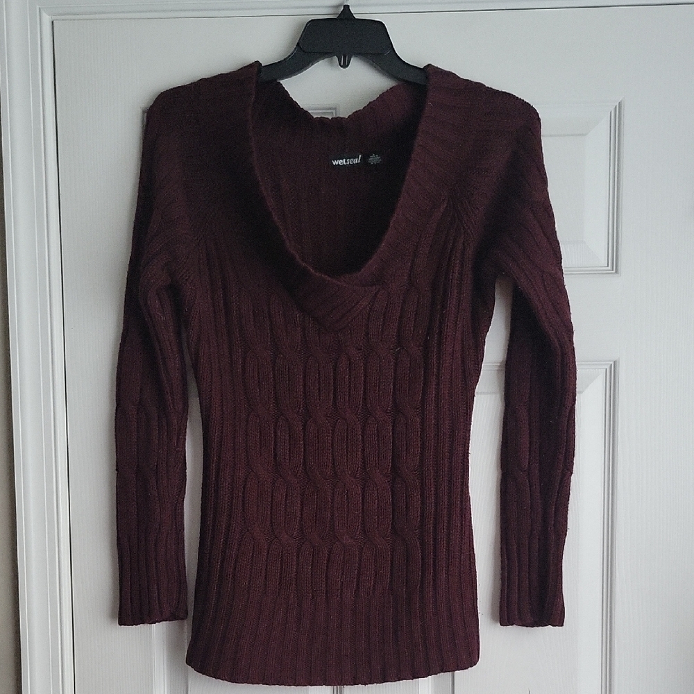 Wet Seal V-Neck Sweater Cable Knit
